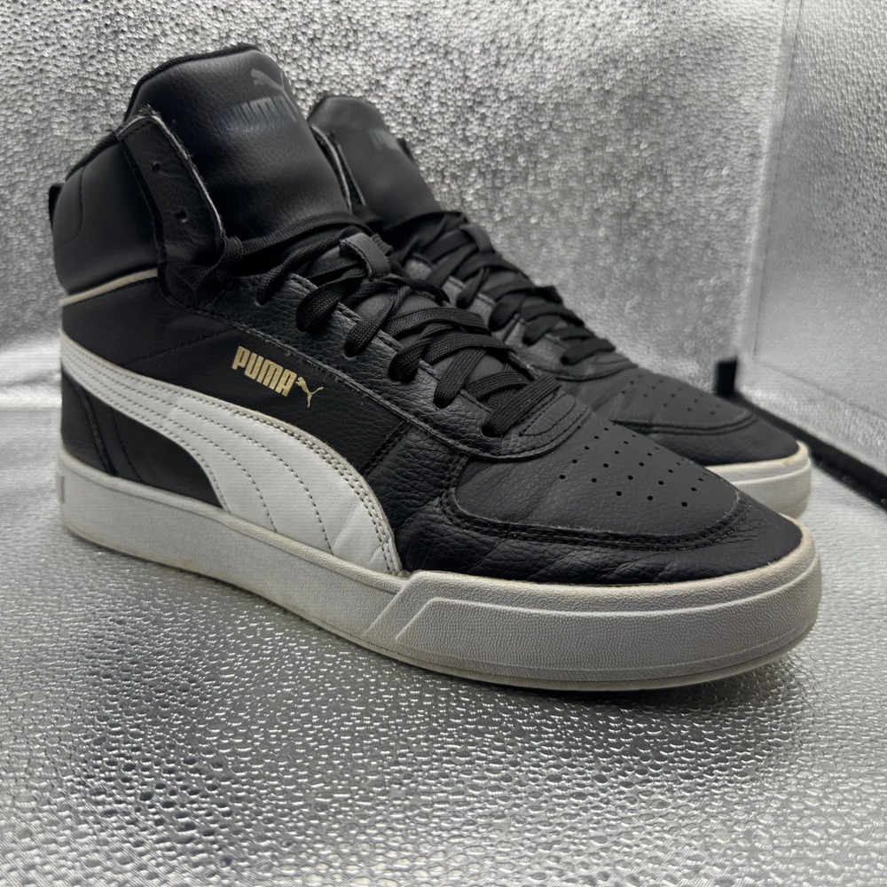 Size 10 Puma Caven Mid Sneakers Mens Black Excellent High Top 385843-02